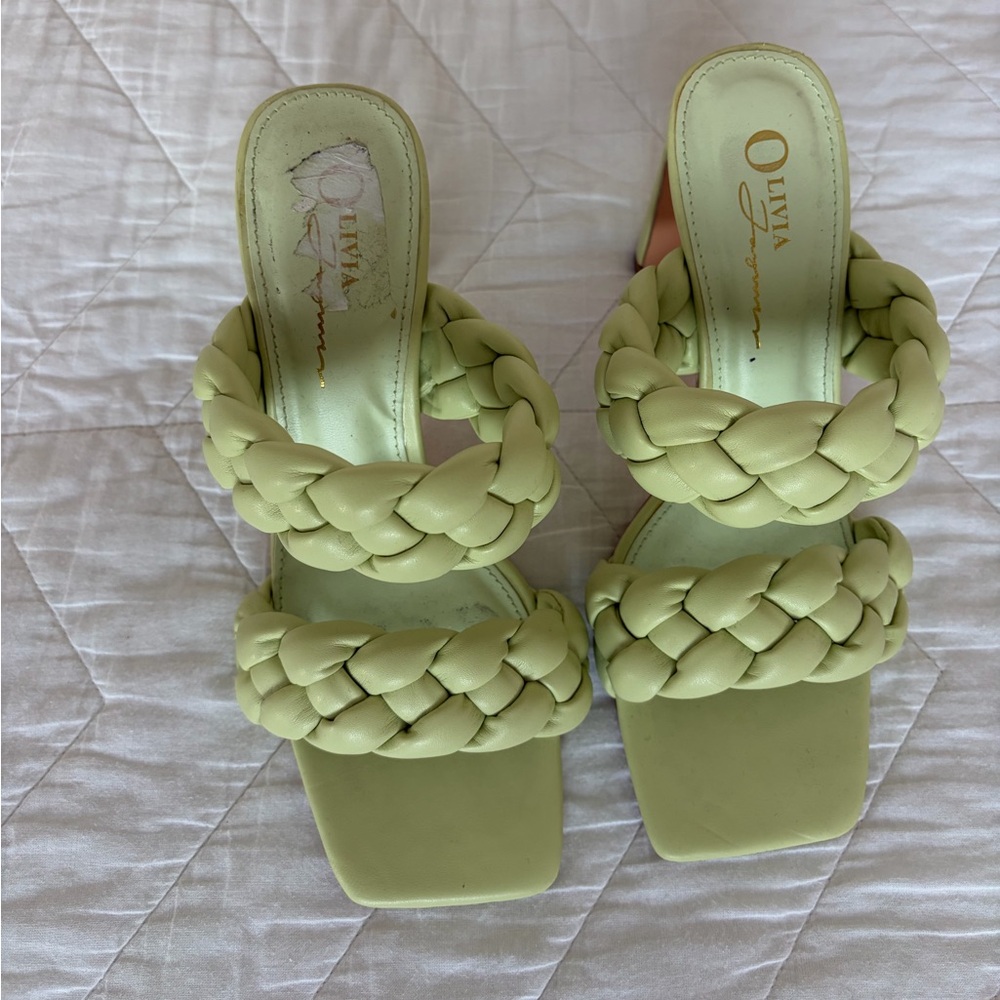 Olivia Green Braided Heeled Sandals
